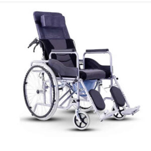 Reclining wheelchair with commode