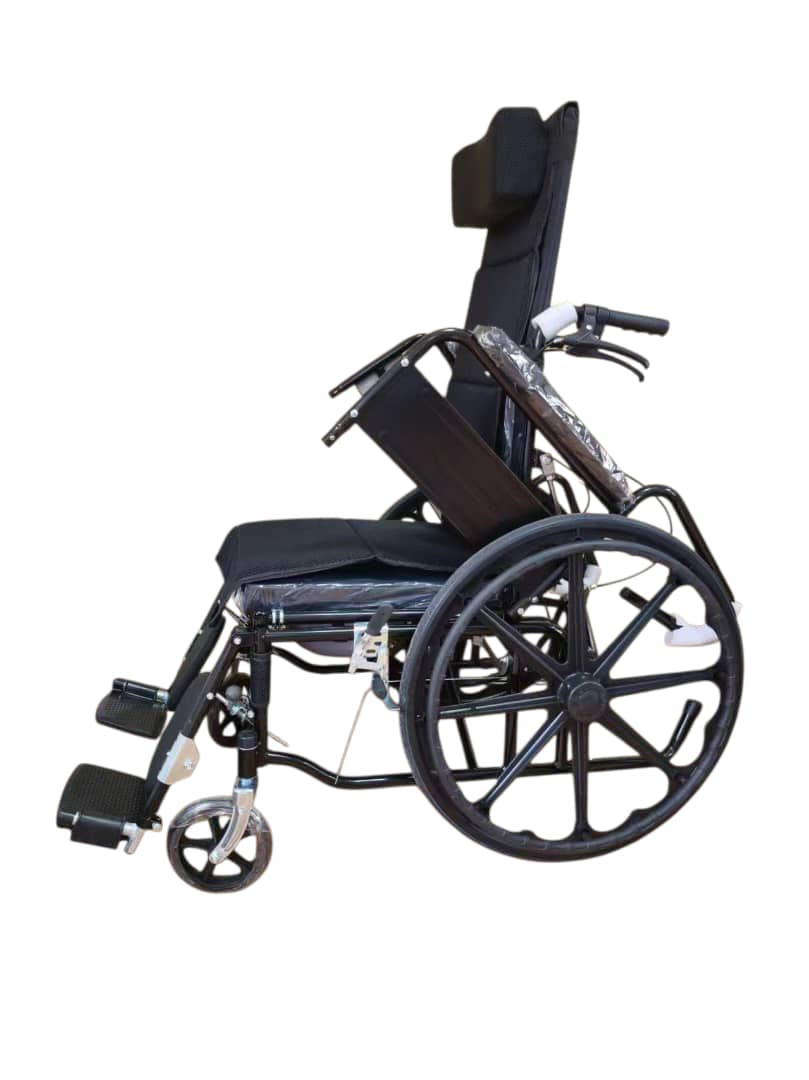 Manual wheelchair reclining, elevatable foot rest, detachable foot rest and arm rest