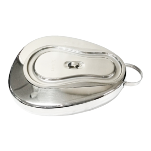 Stainless Steel Female Bed Pan with Lid & Handle